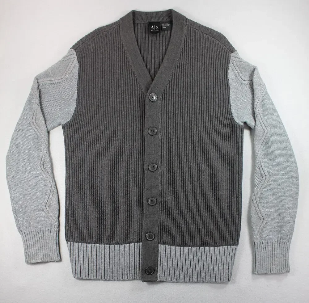 Armani Exchange AlX Ribbed Cardigan Sweater Men's Medium Colorblock Button Front